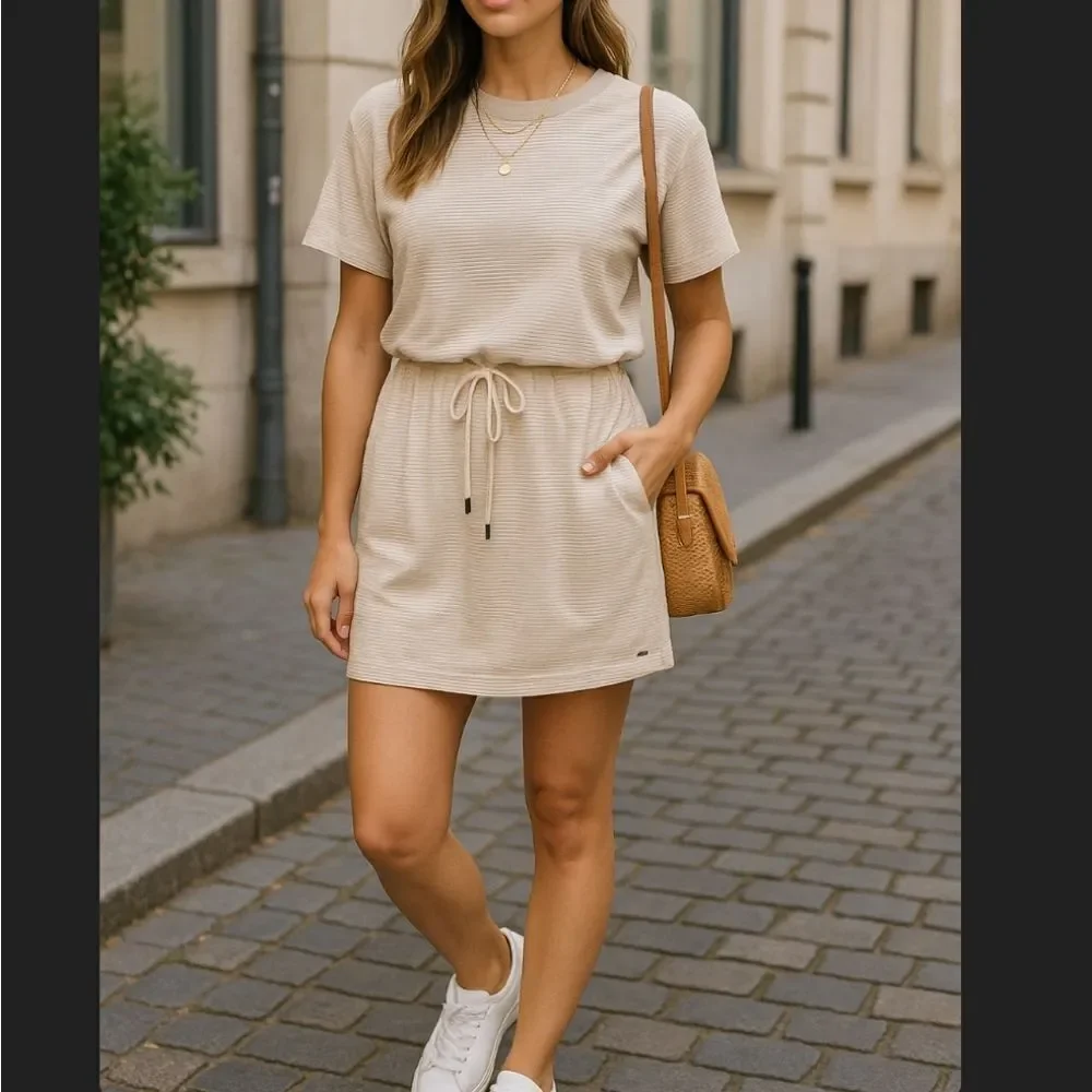 n:PHILANTHROPY flores dress in gold dust stripe